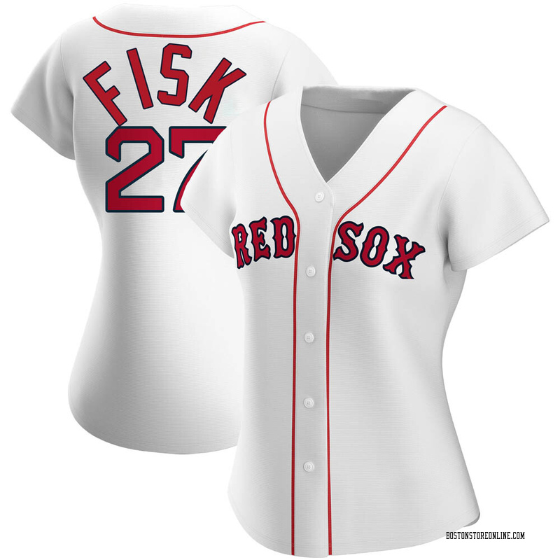 Women's Majestic Boston Red Sox #27 Carlton Fisk Replica White