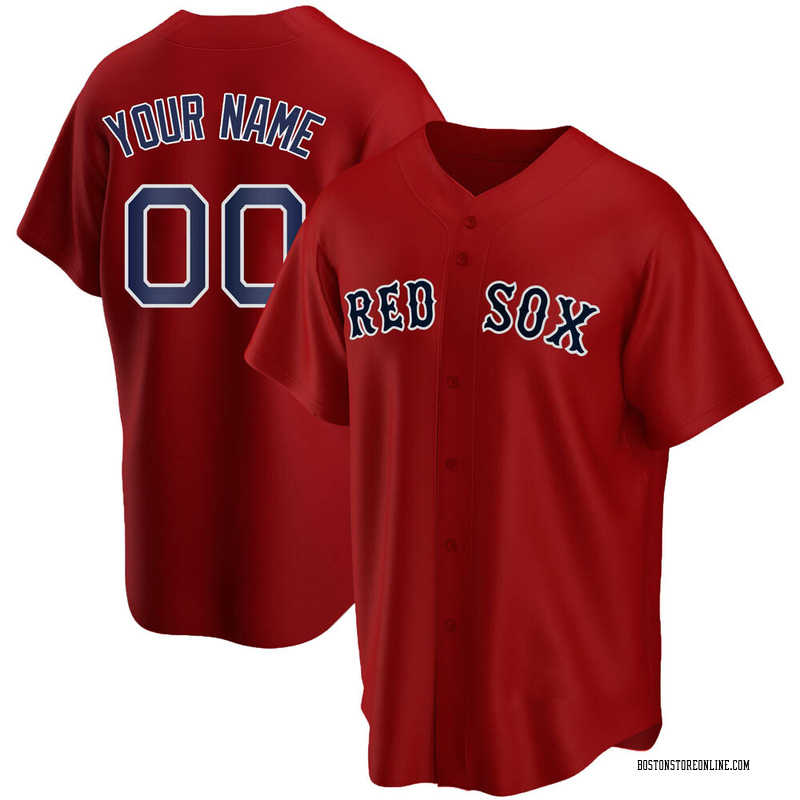 Custom Men's Boston Red Sox Alternate Jersey - Red Replica