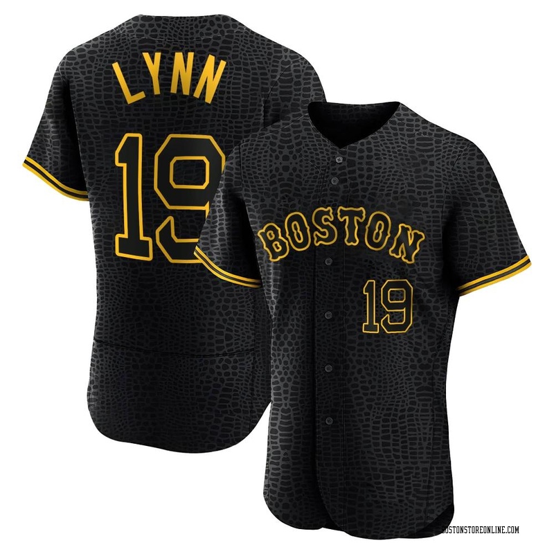 Men's Mitchell and Ness Boston Red Sox #19 Fred Lynn Authentic White  Throwback MLB Jersey