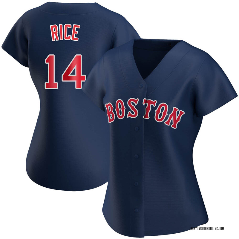 Men's Majestic Boston Red Sox #14 Jim Rice Authentic Navy Blue Team Logo  Fashion Cool Base MLB Jersey