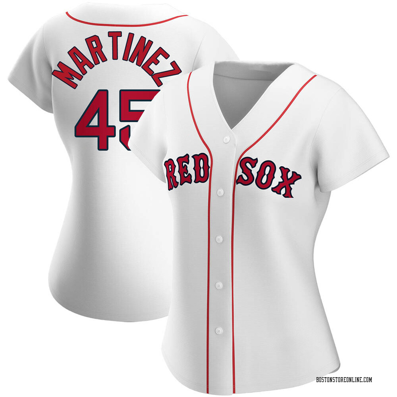 Women's Majestic Boston Red Sox #45 Pedro Martinez Replica White Home MLB  Jersey